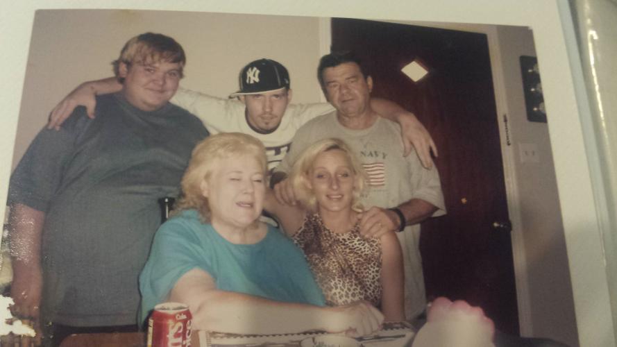 At Tom and Laura's House  L-R  Tony,Larry, Ozzie bottom l-r Nana and Laura Orfino